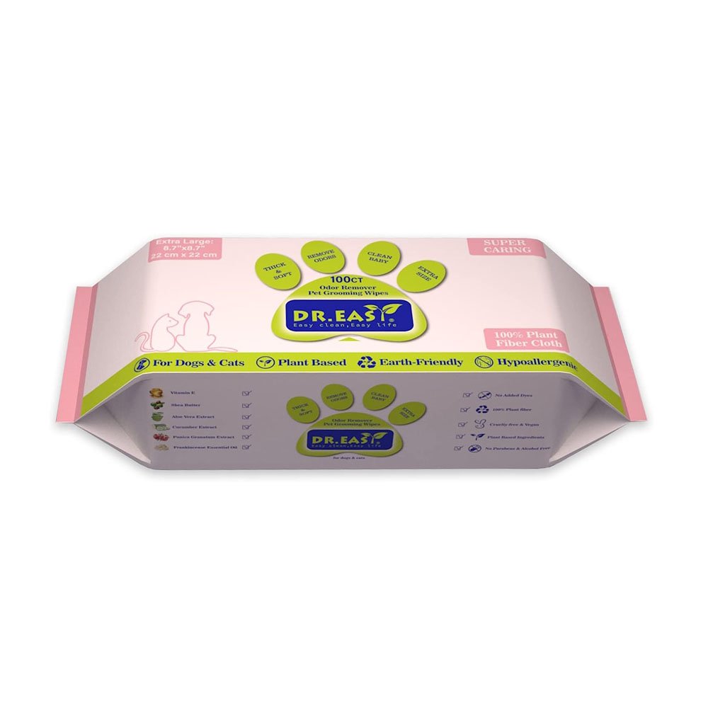 DR.EASY Super Caring Pet Wipes 100ct for Dogs and Cats