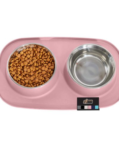 Gorilla Grip Slip Resistant Pet Bowls & Silicone Feeding Mat Set