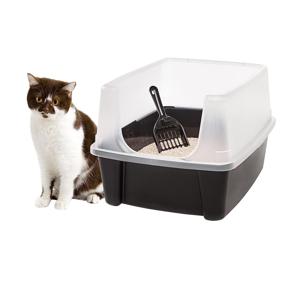 IRIS USA Open Top Cat Litter Tray with Scoop and Scatter